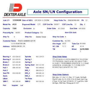 12VTF 7.2K 865 ELEC 9/16;STUD Build Per serial number attached